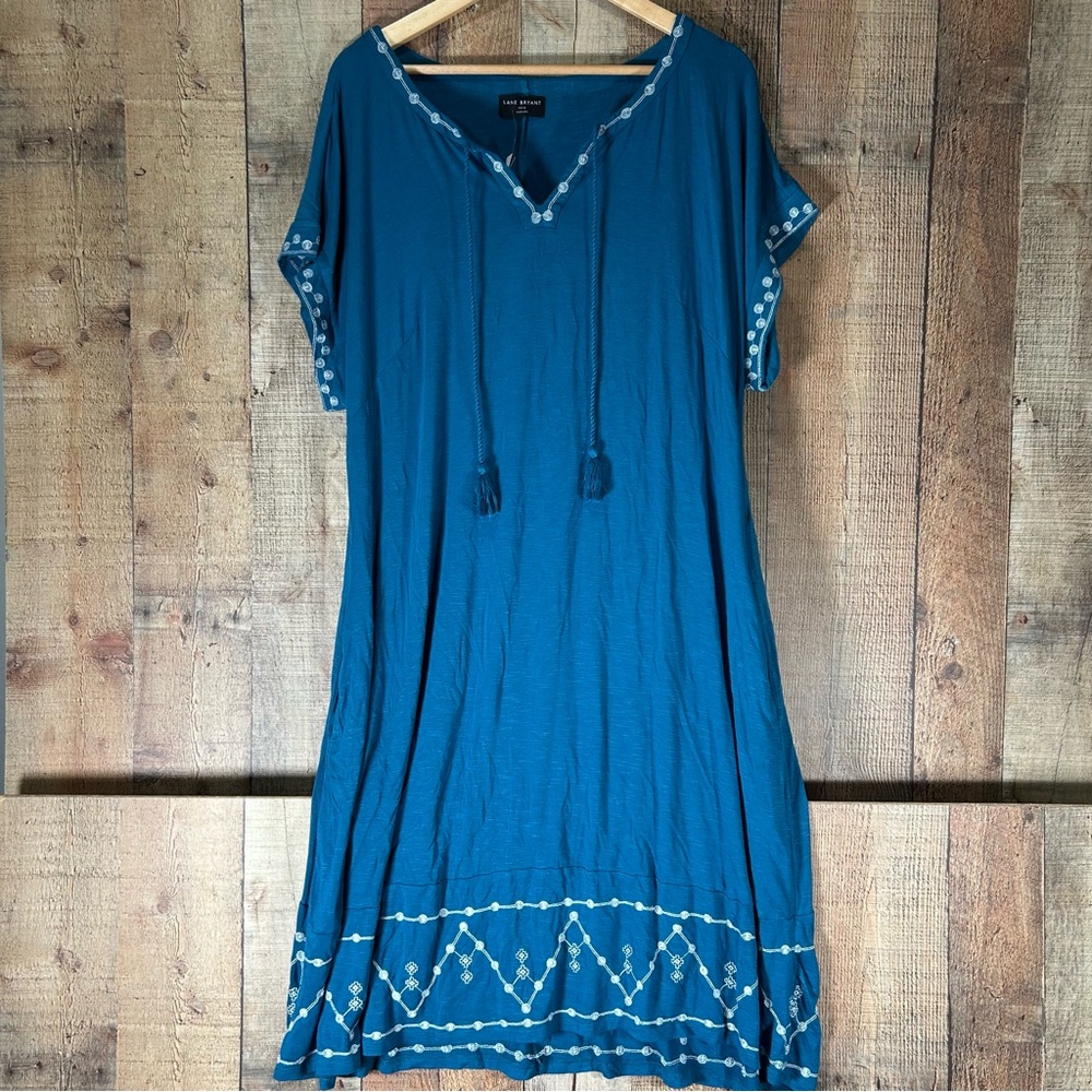 Lane Bryant Boho Plus Size 14/16 Embroidered Midi Dress‎ Pockets NWT Casual Plus